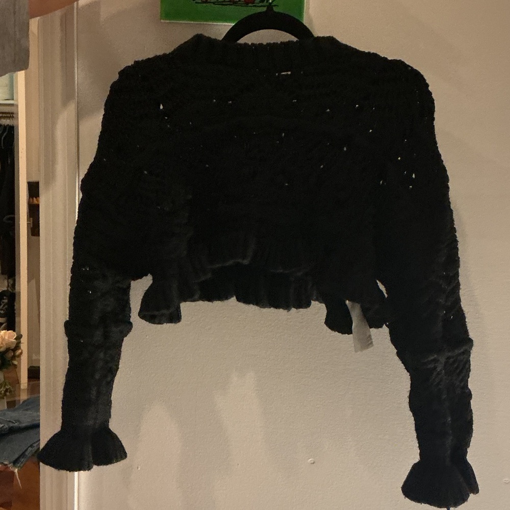 Zara Black Cropped Knit Top